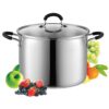 Cook N Home Stockpot Sauce Pot Induction Pot With Lid Professional Stainless Steel 8 Quart , Dishwasher Safe With Stay-Cool Handles , Silver 8 QT