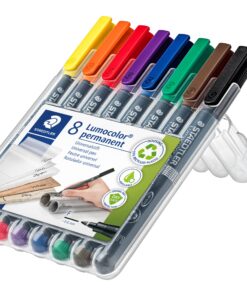 Alternative view of Staedtler Lumocolor Universal Pen, Fine, Felt Tip, Permanent Marker, Box of 8 Assorted Color Pens, 0.6mm 318 WP8, Multicolour, pack of 8 (318 WP8 ST) 8 Count (Pack of 1) Fine Tip Assorted Colours