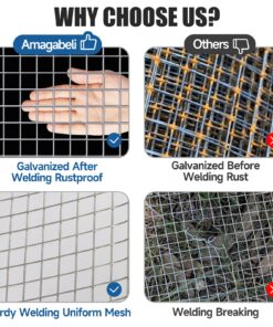 AMAGABELI GARDEN & HOME Hardware Cloth 1/2 inch 48inx100ft Galvanized After Welding 19 Gauge Square Chicken Wire Fence Mesh Roll Raised Garden Bed Plant Supports Poultry Netting Cage Snake Fence JW008 1/2inch 48inx100ft 26 81idMfDzL