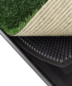 Artificial Grass Puppy Pee Pad for Dogs and Small Pets - 20x25 Reusable 3-Layer Training Potty Pad with Tray - Dog Housebreaking Supplies by PETMAKER Medium 3-Layer System 29 81ie4MxSUjL