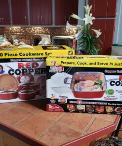 BulbHead Red Copper 10 PC Copper-Infused Ceramic Non-Stick Cookware Set 26 81iePZ7tWL