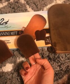 SwanMyst Self Tanning Mitt Applicator, Double Side Microfiber Sunless Tanner Glove for Flawless and Streak-free Tan, 2 Face Tan Mitts Included Brown 19 81ieo5RxDML