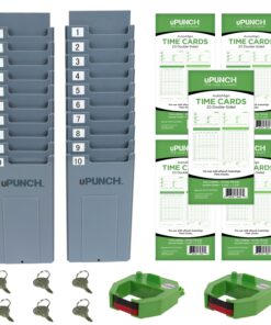 uPunch Time Clock Bundle with 100 Cards, 2 Ribbons, 2 Time Cards Racks, & 6 Keys (HN3500) HN3500 Bundle 8 81ifgAsW4QL