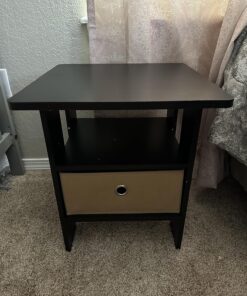Furinno Andrey End Table / Side Table / Night Stand / Bedside Table with Bin Drawer, Espresso/Brown 1-Pack, Center Bin 41 81ihSJYfjYL