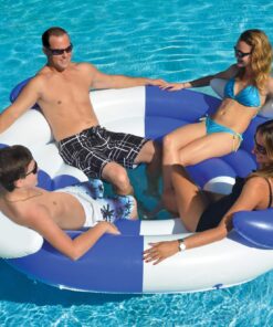 Alternative view of 84" Inflatable Blue and White Sofa Island Swimming Pool Lounger