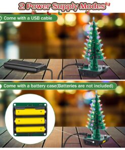 Christmas Tree Soldering Project, Icstation 3D Xmas Tree Soldering Kit with LED Flashing Lights Soldering Practice 7 Colors DIY Electronic Assemble Kit for Learning Teaching STEM Educational Multicolored 37 81iiOmWR9kL