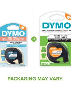 Alternative view of DYMO 18771 LT Iron-On Fabric Labels, 1/2-Inch x 6.5-Foot Roll, Black Print on White, Iron On, for LetraTag Printers 1-roll pack Tape