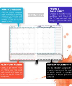 Alternative view of Panda Planner Undated Weekly Planner - 12 Month Organization - Productivity & Happiness - Journal - Daily Gratitude - Bonus Monthly Agenda - Black - Softcover