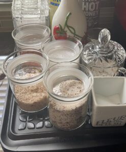 ZENS Glass Canister Set, Small Airtight Kitchen Storage Jars with Glass Lids, Clear 4 Pack 10oz Empty Food Container for Spices with Lables and Stickers. 01-10oz*4 30 81ikJF45YZL