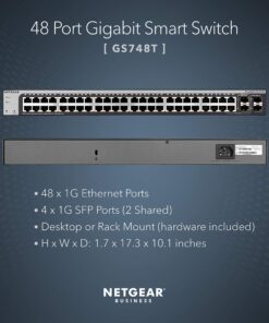 Alternative view of NETGEAR 48-Port Gigabit Ethernet Smart Switch (GS748T) - Managed, with 2 x 1G SFP and 2 x 1G Combo, Desktop or Rackmount, and Limited Lifetime Protection