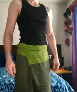 LannaPremium Thai Fisherman Pants for Men Women Yoga Pants Pirate Pants 2 Tone - Martial Arts Pants Green and Dark Green 13 81ilrswhpqL