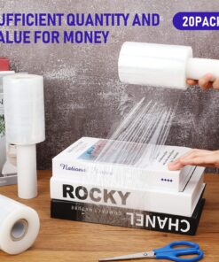 20 Pack Shrink Wrap Roll Plastic Stretch Wrap Film with Handle 5 Inch 800 Feet 80 Guage Thick Industrial Mini Clear Pallet Wrap Self-Adhering for Moving Packaging Packing Pallet Furniture Supplies 12 81imn4wsyIL
