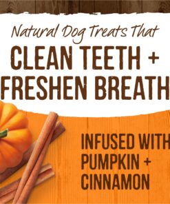 Merrick Fresh Kisses Oral Care Dental Dog Treats for Large Dogs Over 50 lbs Large Dog (50+ Pound) NEW! Pumpkin + Cinnamon 14 Count (Pack of 1) 10 81ioOxkA65L