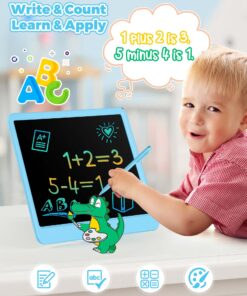 KOKODI 12 Inch LCD Writing Tablet with Anti-Lost Stylus, Erasable Doodle Board Colorful Toddler Drawing Pad, Car Travel School Games Toys for 3 4 5 6 7 8 Kids, Birthday Gift for Girls Boys Adults Blue 14 81iotozrg5L