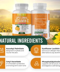 POTENT NATURALS Liposomal Vitamin C 1500mg, Vitamin C Supplement - High Absorption Ascorbic Acid - Immune-Support Supplement & Helps Collagen Production- 180 Capsules 1500 MG 22 81iq4XO5srL