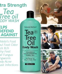 Natural Riches Tea Tree Body Wash - Body Soap to Fight Itchy Skin & Body Odor - Peppermint, Eucalyptus & Tea Tree Oil - Women & Mens Natural Body Wash - 16 fl oz 16 Fl Oz (Pack of 1) 21 81iqRaYUCxL