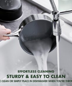 GreenPan Swift Healthy Ceramic Nonstick, 12 Piece Cookware Pots and Pans Set, Stainless Steel Handles, PFAS-Free, Dishwasher Safe, Oven Safe, Black Saucepan Set 25 81irHqaXshL
