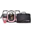 PET4FUN PN935 29" Portable Pet Puppy Dog Cat Animal Playpen Yard Crates Kennel w/Premium 600D Oxford Cloth, Tool-Free Setup, Carry Bag, Removable Security Mesh Cover/Shade, 2 Storage Pockets(Pink) Upgrade Version: 29" x 29" x 17" Medium Pink 30 81itzv uS L