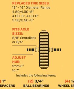 Universal Fit, Flat Free Wheelbarrow Tire and Wheel Assembly with Adapter Kit 36 81iw65Nh3eL