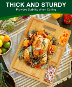 Cutting Boards,Large Bamboo Chopping Board, Built-In 3 Compartments And Juice Grooves, Charcuterie Board for Kitchen Counter Meat (Butcher Block) Cheese, Vegetables,Bread (17 x 12.6") XL 17 x 12.6" 19 81iwgSM7caL