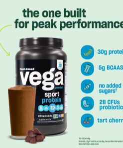Vega Sport Premium Vegan Protein Powder, Berry - 30g Plant Based Protein, 5g BCAAs, Low Carb, Keto, Dairy Free, Gluten Free, Non GMO, Pea Protein for Women & Men, 1.8 lbs (Packaging May Vary) 19 Servings (Pack of 1) 19 81ixGF HChL