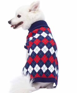 Blueberry Pet Chic Argyle All Over Dog Sweater in Navy Blue, Back Length 20", Pack of 1 Clothes for Dogs 20 inch (Pack of 1) Argyle Navy Blue 17 81ixLZNqp6L 1