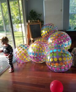 Intex Jumbo Inflatable Colorful Polka Dot Giant Beach Ball (Set of 2) | 59065EP 12 81iz5mBbaSL