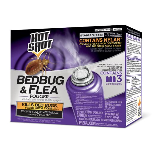 Hot Shot Bed Bug & Flea Fogger, 3 Count (Pack of 1), Kills Fleas Indoors, Get Rid of Fleas In House, Inhibits Reinfestation Up to 7 Months 1 Pack