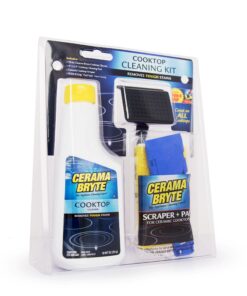 Cerama Bryte Combo Kit POW-R Grip, Scraper, Pad & Removes Tough Stains Cooktop and Stove Top Cleaner for Glass - Ceramic Surfaces, 10 Ounces, 4 Piece 40 81j WMYvsLL