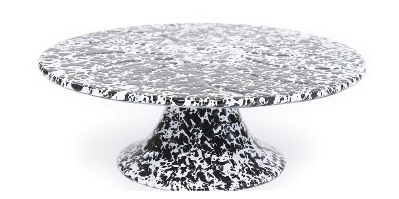 Catalog 5 Crow Canyon Home Enamelware Cake Platter, 11 inch, Black/White Splatter