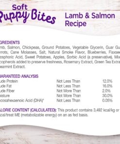 Wellness Soft Puppy Bites Natural Grain-Free Treats for Training, Dog Treats with Real Meat and DHA, No Artificial Flavors (Lamb & Salmon, 3-Ounce Bag) Soft Treats Lamb & Salmon 3 oz 27 81j1hWQr RL