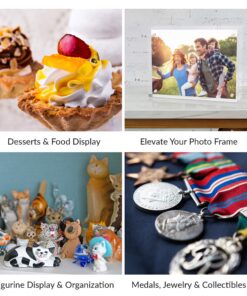 SimbaLux Acrylic Display Risers Clear Stand Set of 3 Medium Low Profile Tiered for Showcasing Food, Cupcake, Dessert, Candy, Jewelry, Figurines, Photos, Retail & Home Decoration, Durable & Steady 14 81j1mTo82cL