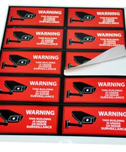 Mandala Crafts 10 PCs Red Rectangular Back Adhesive Security Camera Decal 24-Hour Video Surveillance Recording Warning Window Stickers for Indoors or Outdoors 8 81j26HsuQOL