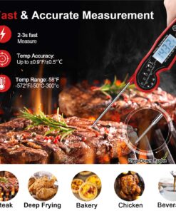 Meat Thermometer Digital for Grilling and Cooking - ANDAXIN Waterproof Ultra-Fast Instant Read Food thermometers with Backlight & Calibration for Kitchen, Deep Fry, BBQ, Grill(Red/Black), LCD Red 17 81j2JVEldcL