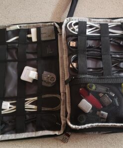 BUBM Double Layer Electronics Organizer/Travel Gadget Bag For Cables,Memory Cards,Flash Hard Drive and More,Fit For iPad Or Tablet(Up To 9.7")--Large, Black Large,2-layer 42 81j2fdBDOJL