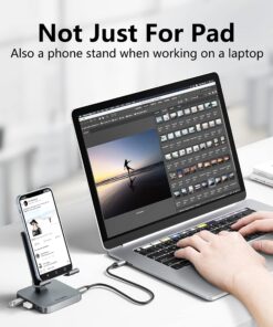 BYEASY USB C Hub with Stand, 7 in 1 Docking Station with 4K 30HZ HDMI, 3.5mm Audio Jack, 60W PD Charging, 2 x USB 3.0, SD/TF Card Reader, for iPad Pro 2021-2018/Macbook Pro 2017-2019 21 81j2z2wpgiL