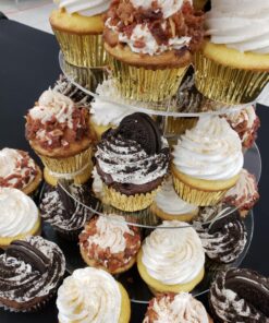 YestBuy 4 Tier Cupcake Stand, Acrylic Cupcake Tower Stand, Premium Cupcake Holder, Clear Cupcake Display Tree Tower Stand for 52 Cupcakes, Display for Pastry Wedding Birthday Party (4 Tier Round) 4 Tier Round 30 81j4wNhJ fL