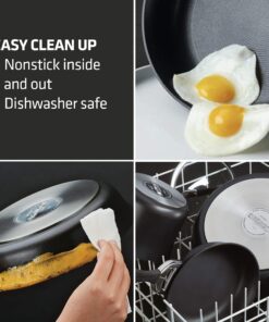 Circulon Symmetry Hard Anodized Nonstick Cookware Pots and Pans Set, 11-Piece, Black & Symmetry Hard Anodized Nonstick Frying Pan Set - 10 Inch and 12 Inch, Black Cookware Set + Pan Set, Black 13 81jAEkmfm9L