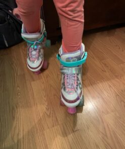 SULIFEEL Rainbow Unicorn 4 Size Adjustable Light up Roller Skates for Girls Boys for Kids A Rainbow Medium - Big Kid 40 81jDA65zmtL