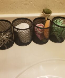 MaxGear Pen Holder for Desk, 3 Pack Pencil Holder, Non-Slip EVA Pad, Premium Mesh Metal Pen Holder, Desk Accessories & Workspace Organizers for Home, School & Office, Black, 3.7’’ Tall Mesh Black- 3.7" Tall 37 81jDqp5ElxL