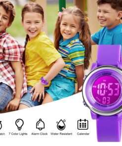 cofuo Kids Digital Sport Waterproof Watch for Girls Boys, Kid Sports Outdoor LED Electrical Watches with Luminous Alarm Stopwatch Child Wristwatch Purple 21 81jE0tirwwS