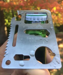 Ninja Outdoorsman 11 in 1 Stainless Steel Credit Card Pocket Sized Survival Multi-Functional Gadget Tool - Great Gift or Stocking Stuffer for Camping, Hiking or Emergency (Single, Silver) 9 81jEYfqUiL