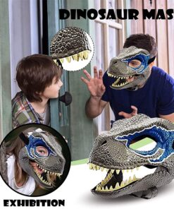 Dinosaur Mask Moving Jaw Kids Open Mouth Latex Horror Dinosaur Headgear Halloween Party Cosplay Costume Scared Mask Adult Blue 6 81jEqvrexaL