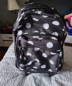 Rockland Double Handle Rolling Backpack, Black Dot, 17-Inch 36 81jFJfZiDQL