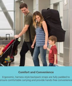 J.L. Childress Ultimate Backpack PREMIUM Padded Car Seat Travel Bag - Thick Padding, Heavy Duty Backpack - Gate Check Bag for Car Seats - Fits All Car Seats & Booster Seats - Black 30 81jGFICH4L