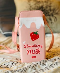 LUI SUI Fruits Banana Strawberry Milk Box Cross Body Purse Bag Women Phone Wallet Shoulder Bags Pink 66 81jLTqxw9XL
