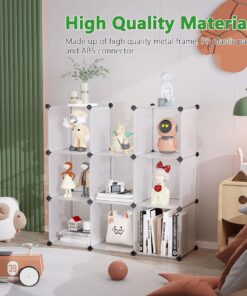 C&AHOME Cube Storage, 9-Cube Plastic Closet Cabinet Organizer, DIY Stackable Bookshelf, Modular shelving Units Ideal for Home, Office, Kids Room, 36.6"L x 12.4" W x 48.4" H Translucent White SBTM3009A Transparent White 24 81jNFaD6KdL