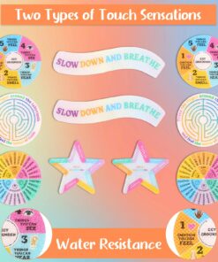 60 Pcs Calm Stickers Sensory Strips, 2 Different Textured Anxiety Sensory Stickers Tactile Rough Calming Stickers Adhesives Anxiety Fidget Relief Breath Stickers for Desk, Phone Adults Teens Anxiet Style B 8 81jPLo1spL