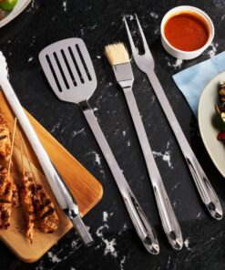 All-Clad Professional Tools with Case Stainless Steel BBQ Tool Set 4 Piece Pots and Pans, Cookware Silver 9 81jPgMkgGOL