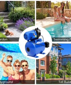 Goplus 1.6HP Shallow Well Pump & Pressure Tank, 1000GPH Garden Water Pump Jet Pressurized for Home Irrigation Garden Lawn, 1200W (Blue) Blue 13 81jRME4UAfL